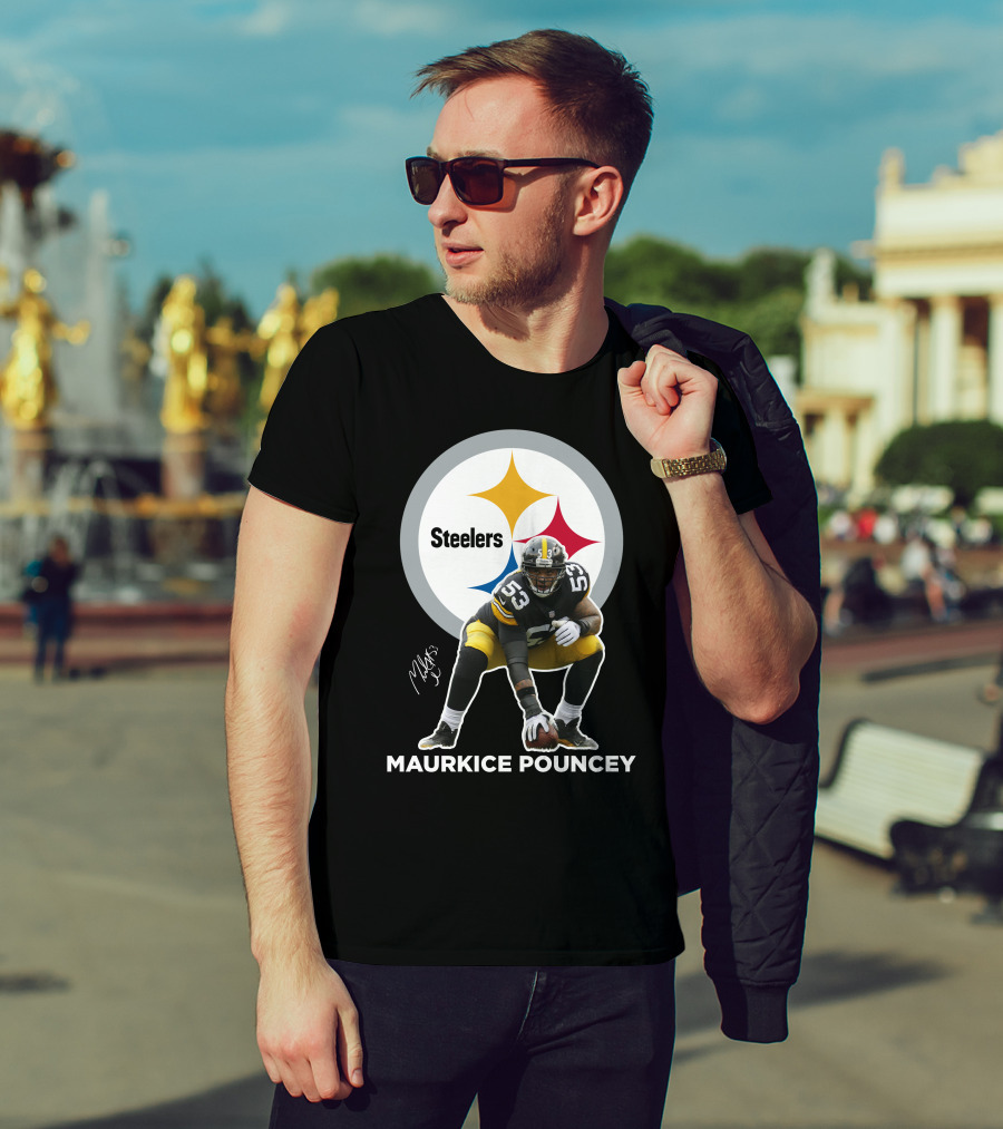 Steelers Maurkice Pouncey Number 53 Football Player Signature Steelers T-Shirt