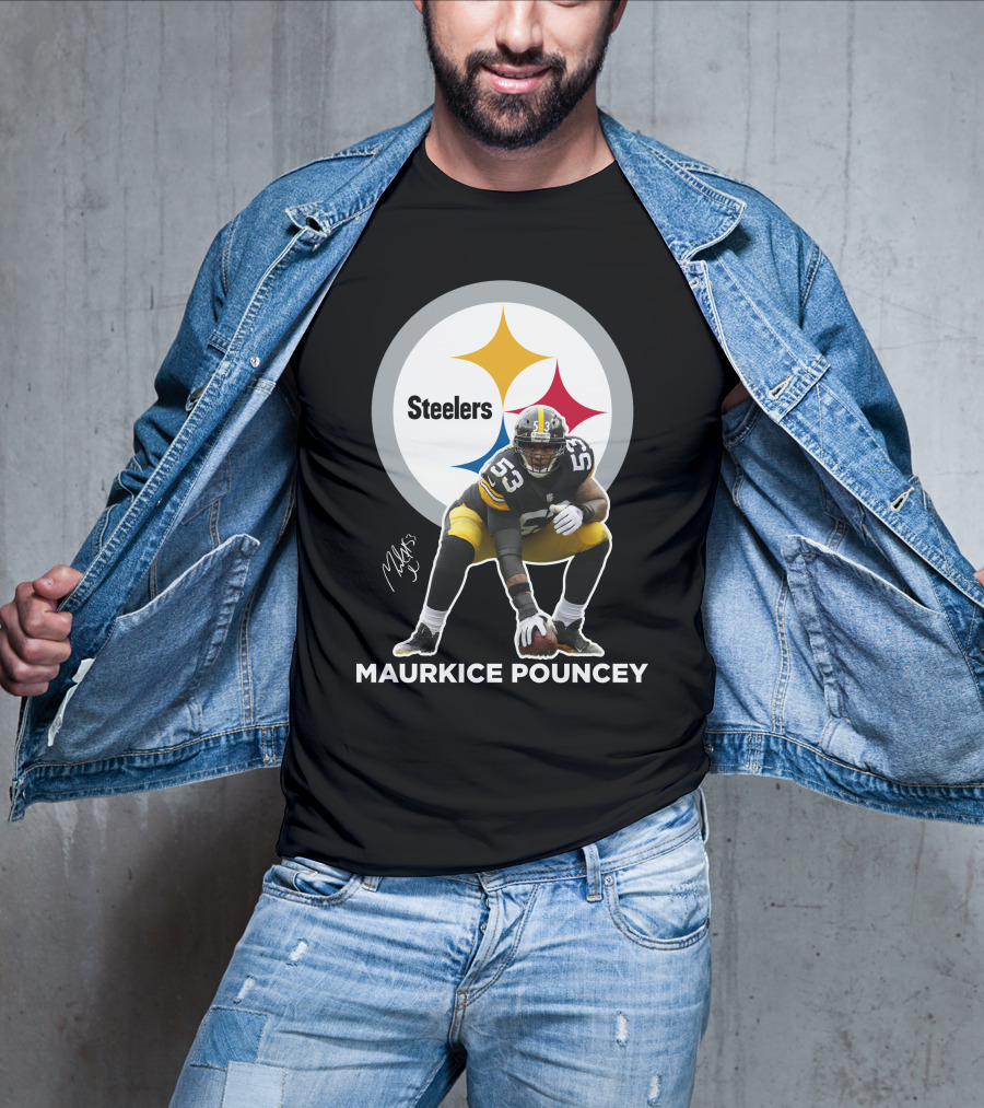 Steelers Maurkice Pouncey Number 53 Football Player Signature Steelers T-Shirt