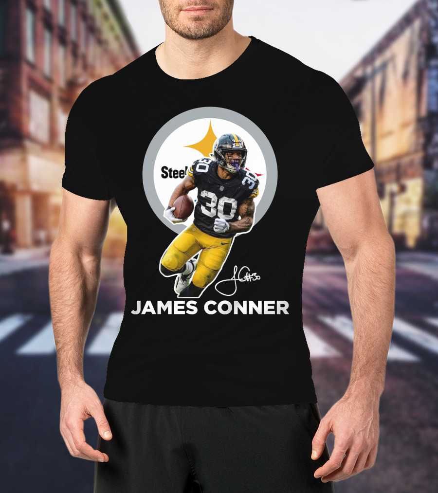 Steelers James Conner #30 Football Player Signature T-Shirt