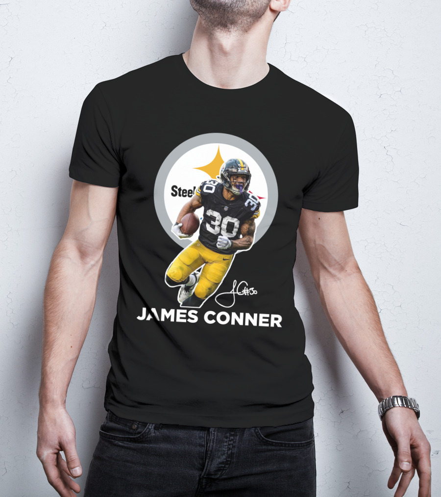 Steelers James Conner #30 Football Player Signature T-Shirt