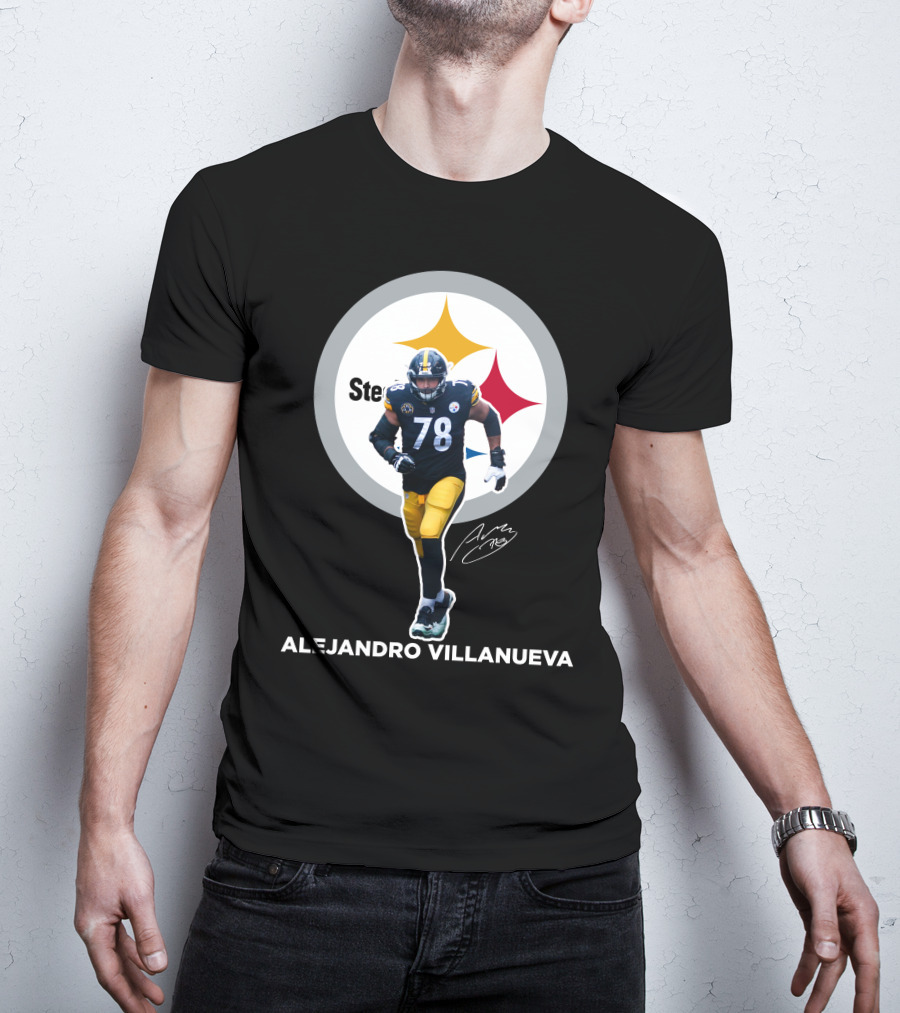 Steelers Alejandro Villanueva 78 Player Signature T-Shirt