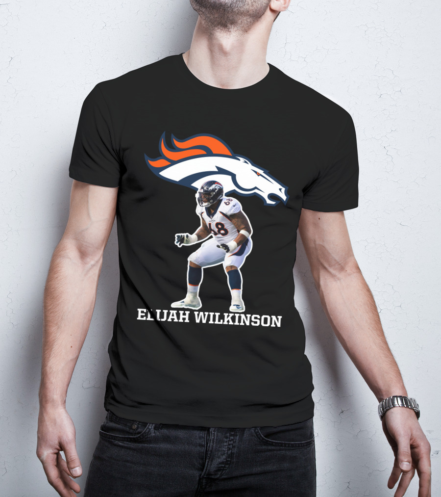 Denver Broncos Elijah Wilkinson Football Player Action T-Shirt