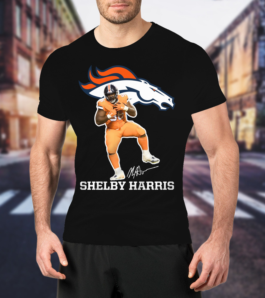 Shelby Harris Denver Broncos Official Signature Football Player Merchandise T-Shirt