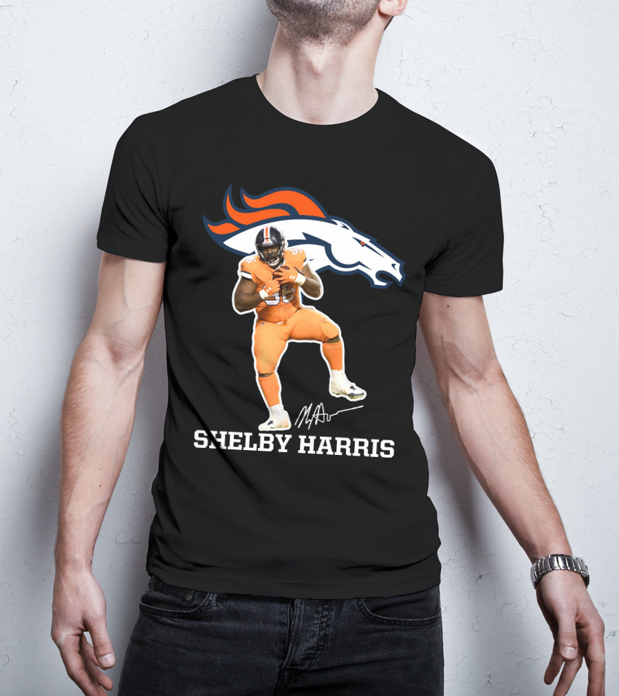Shelby Harris Denver Broncos Official Signature Football Player Merchandise T-Shirt
