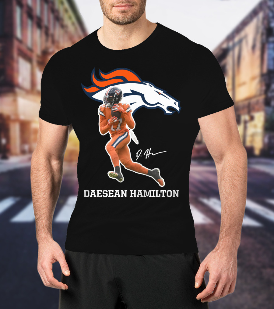 Daesean Hamilton Denver Football Broncos 17 Signature T-Shirt