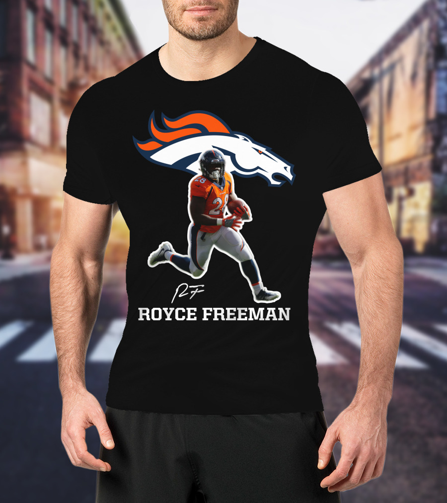 Royce Freeman Denver Broncos Football Player NFL Running Back Signature T-Shirt