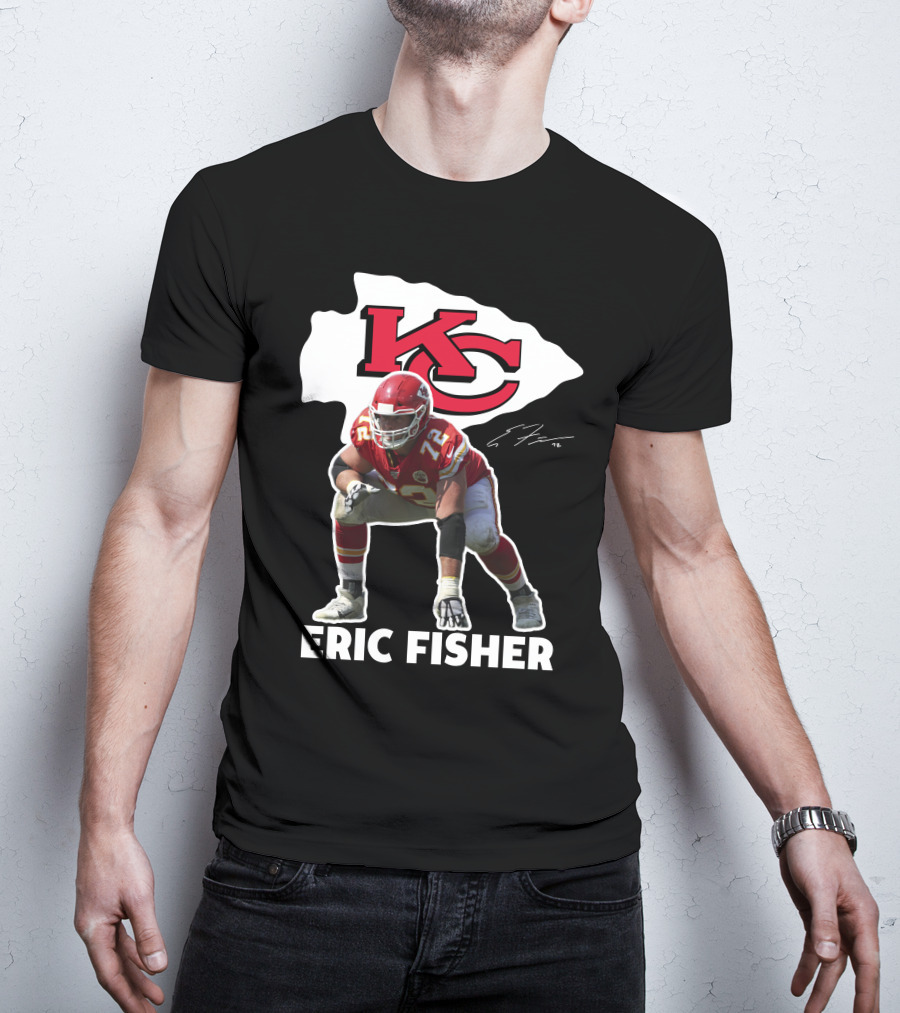 KC Chiefs Eric Fisher 72 Football Signature T-Shirt
