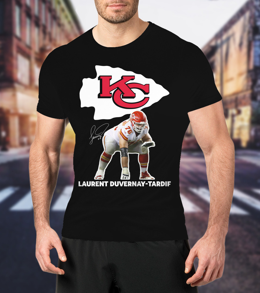 LAURENT DUVERNAY-TARDIF KC Football Player Signature Chiefs T-Shirt