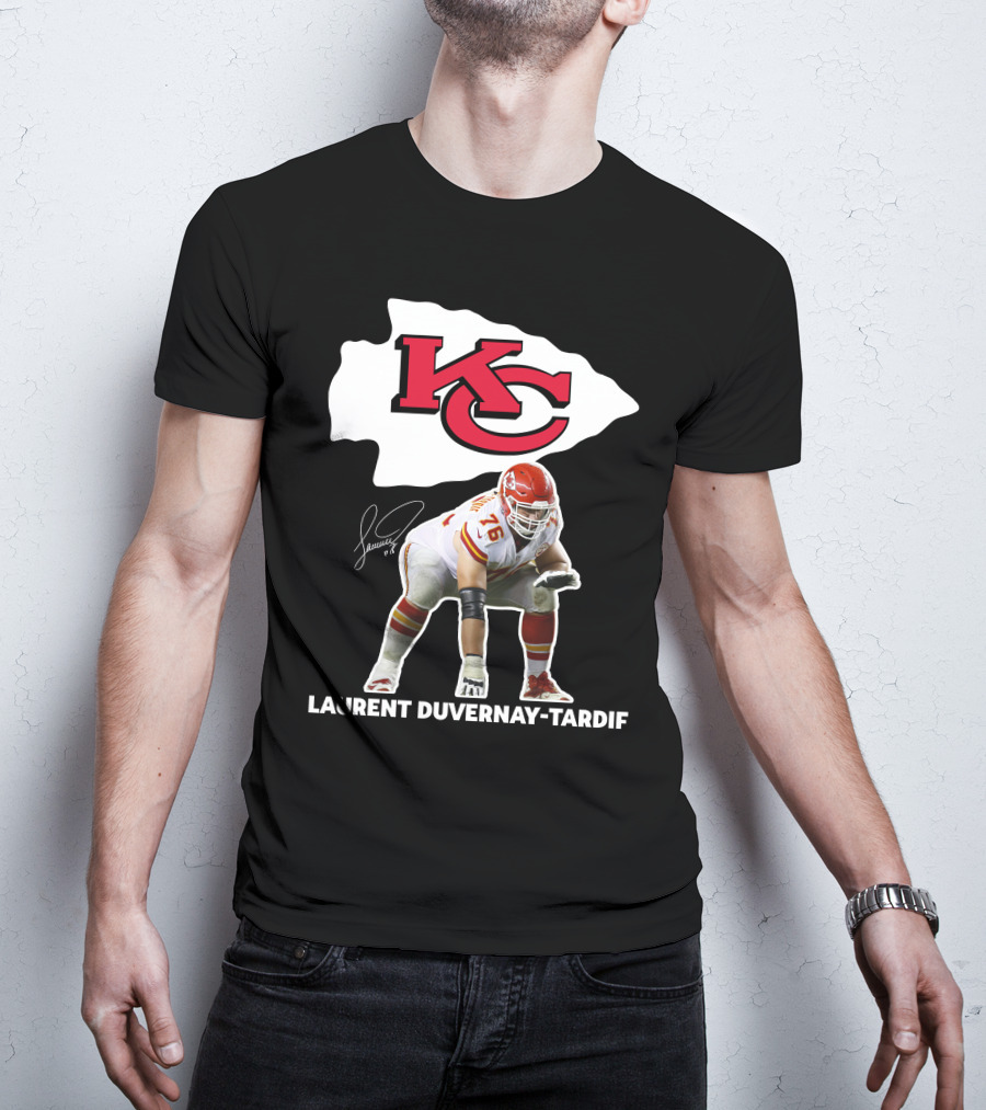 LAURENT DUVERNAY-TARDIF KC Football Player Signature Chiefs T-Shirt