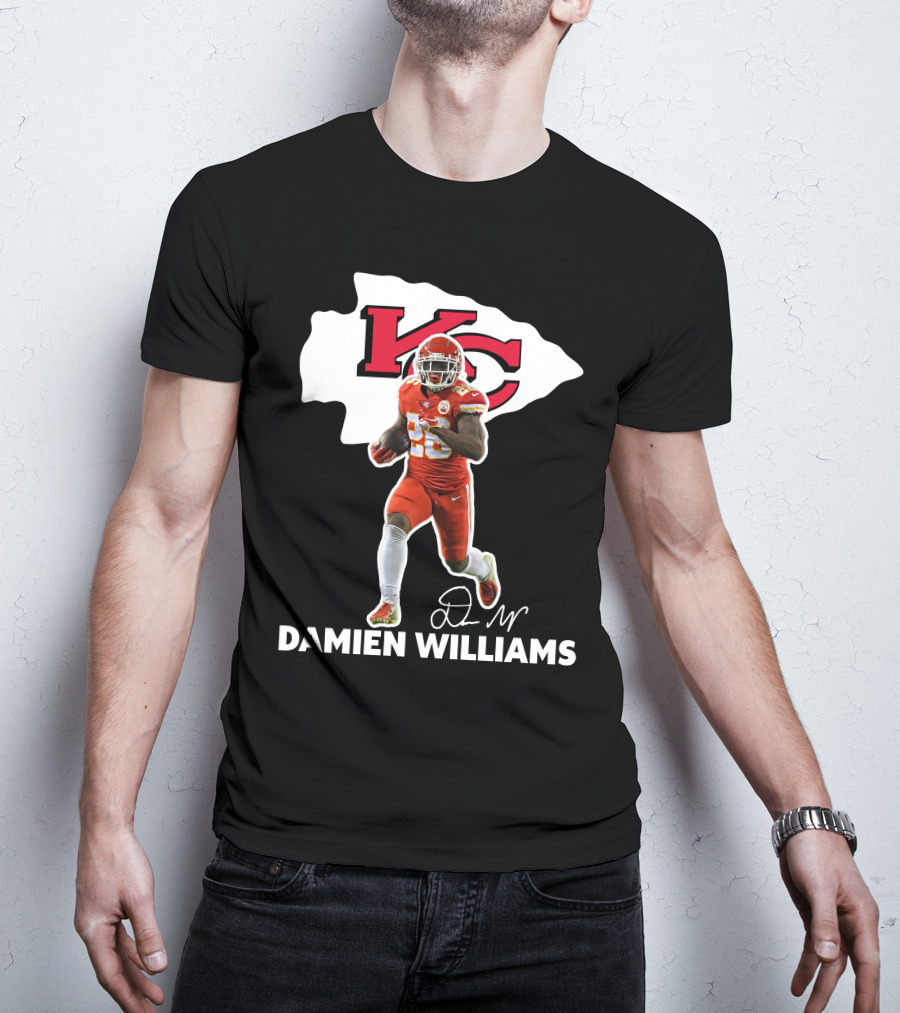 Kansas City Chiefs Damien Williams Football Player Action Signature T-Shirt