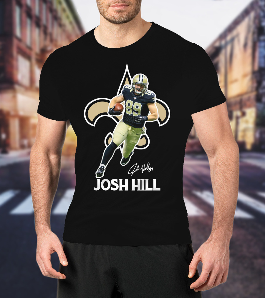 Josh Hill New Orleans Football 89 Signature Saints Fleur-De-Lis T-Shirt