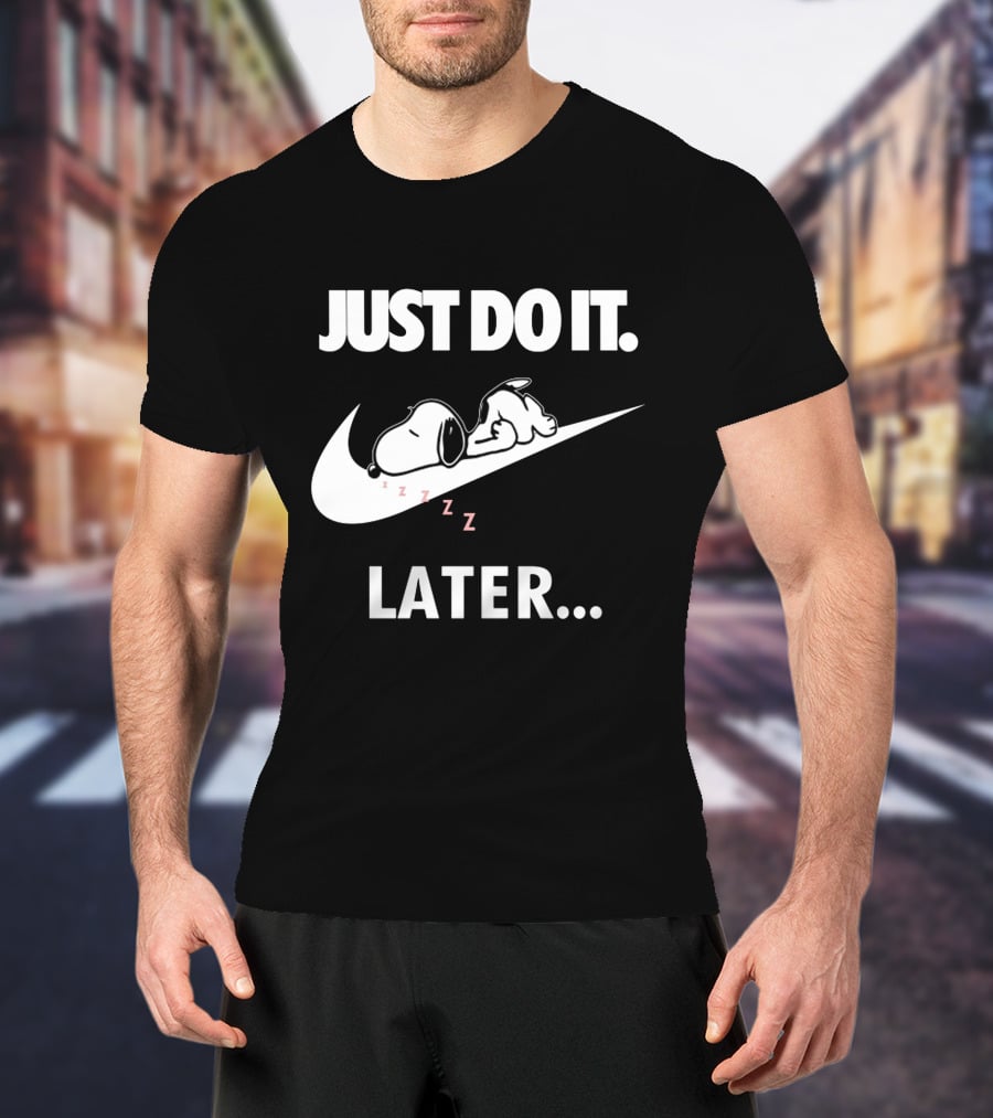 Snoopy Just Do It Later Nike Swoosh T-Shirt