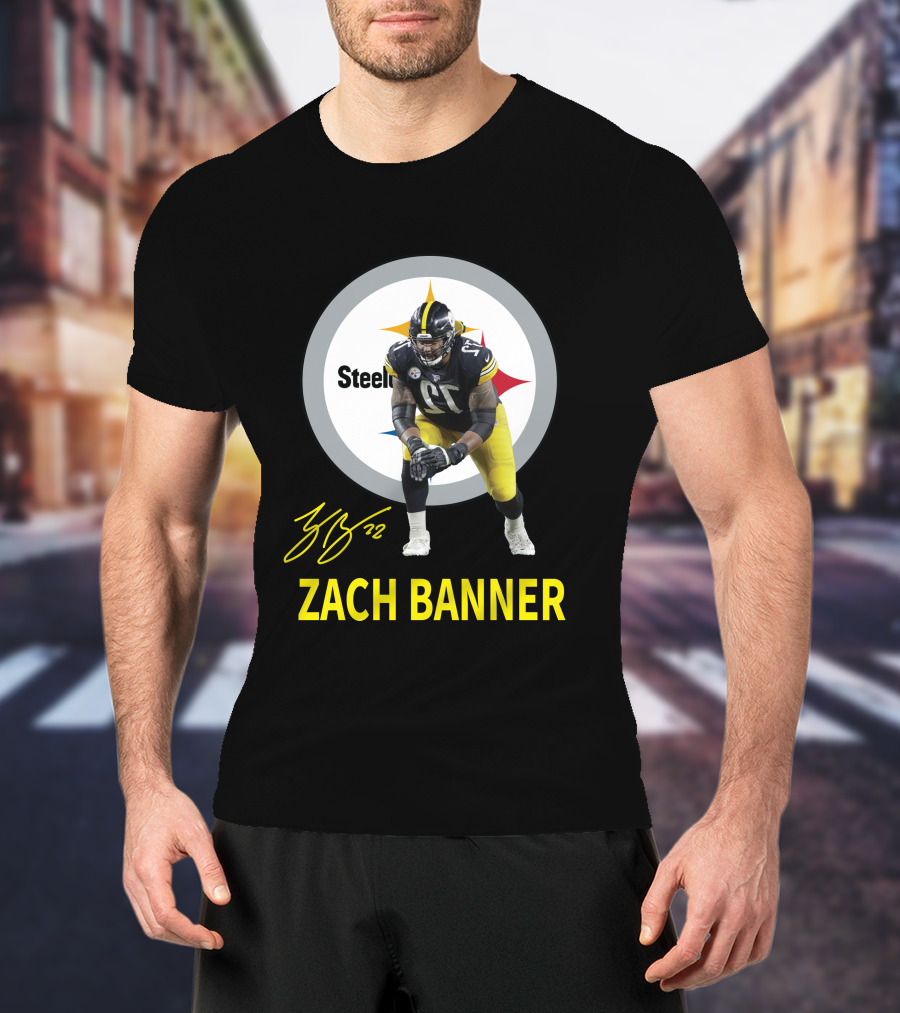 Steelers Zach Banner 72 Signature Pittsburgh Football T-Shirt