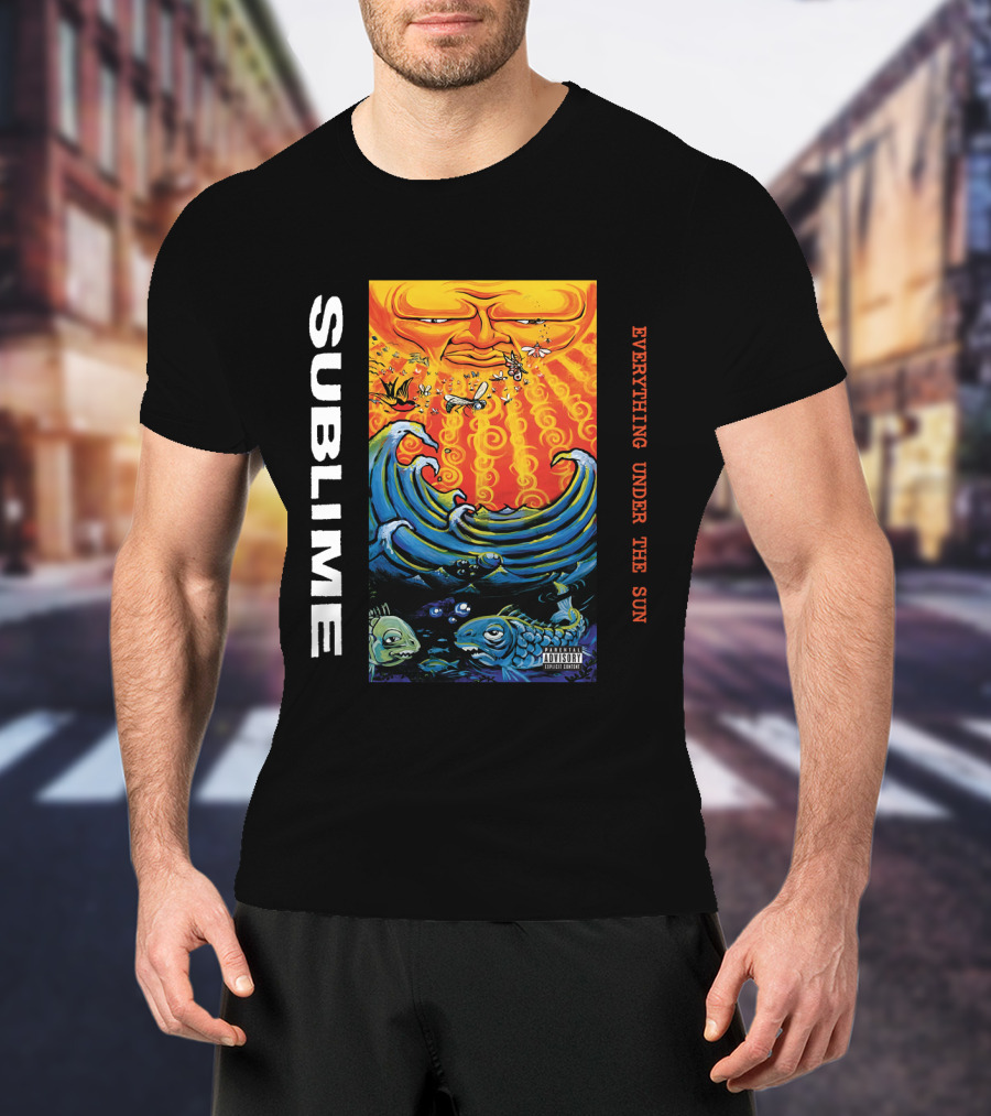 Sublime Everything Under The Sun Waves And Fish Artwork T-Shirt