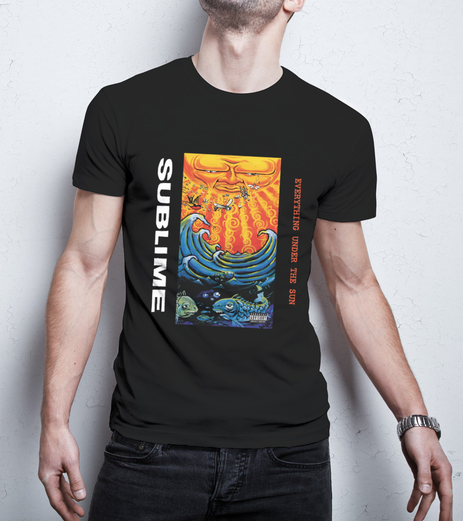 Sublime Everything Under The Sun Waves And Fish Artwork T-Shirt