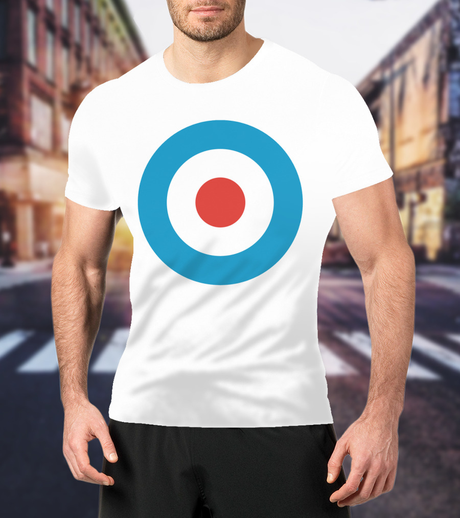 Mod Target Symbol Design With Red Circle Blue Outer Ring T-Shirt
