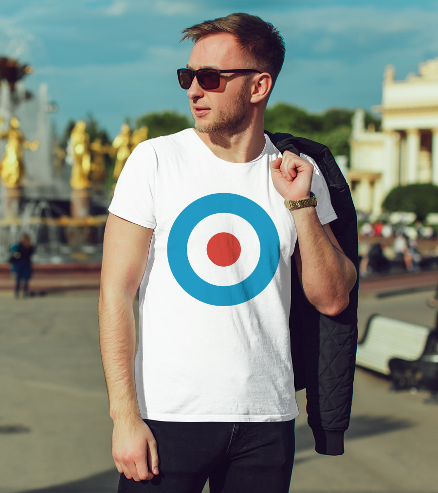 Mod Target Symbol Design With Red Circle Blue Outer Ring T-Shirt