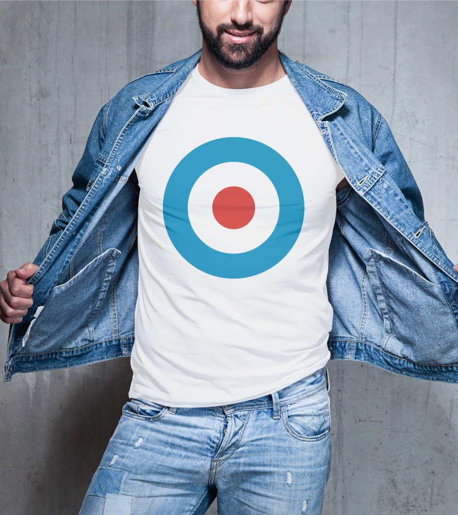 Mod Target Symbol Design With Red Circle Blue Outer Ring T-Shirt