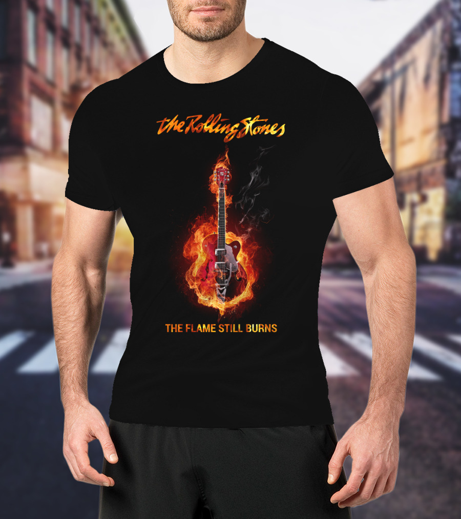 The Rolling Stones The Flame Still Burns Fiery Guitar T-Shirt