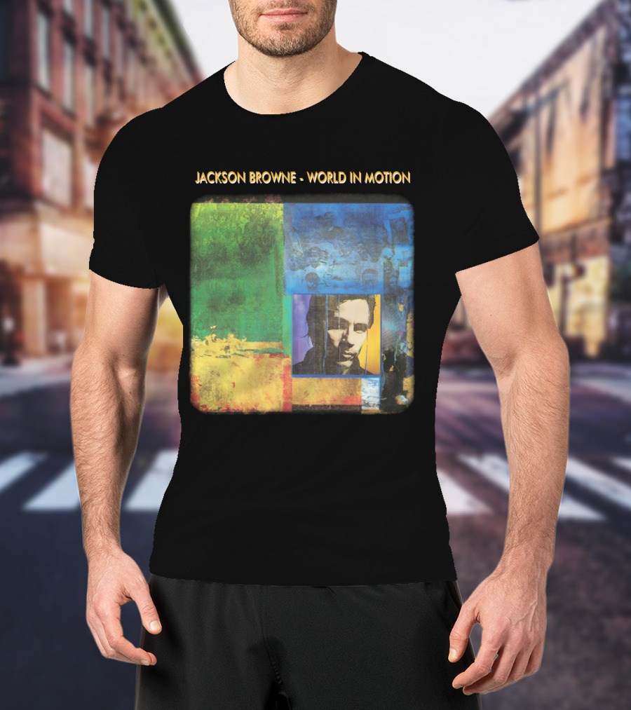 Jackson Browne World In Motion Album Cover Collage T-Shirt
