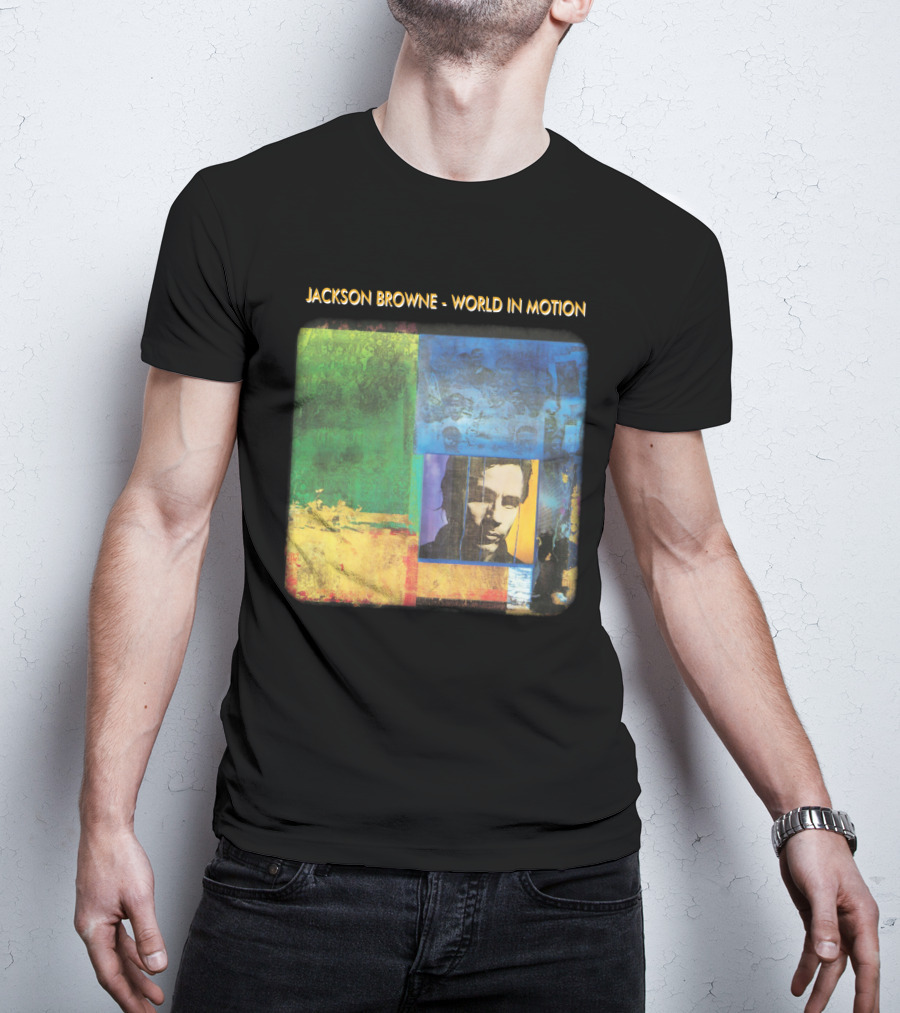 Jackson Browne World In Motion Album Cover Collage T-Shirt