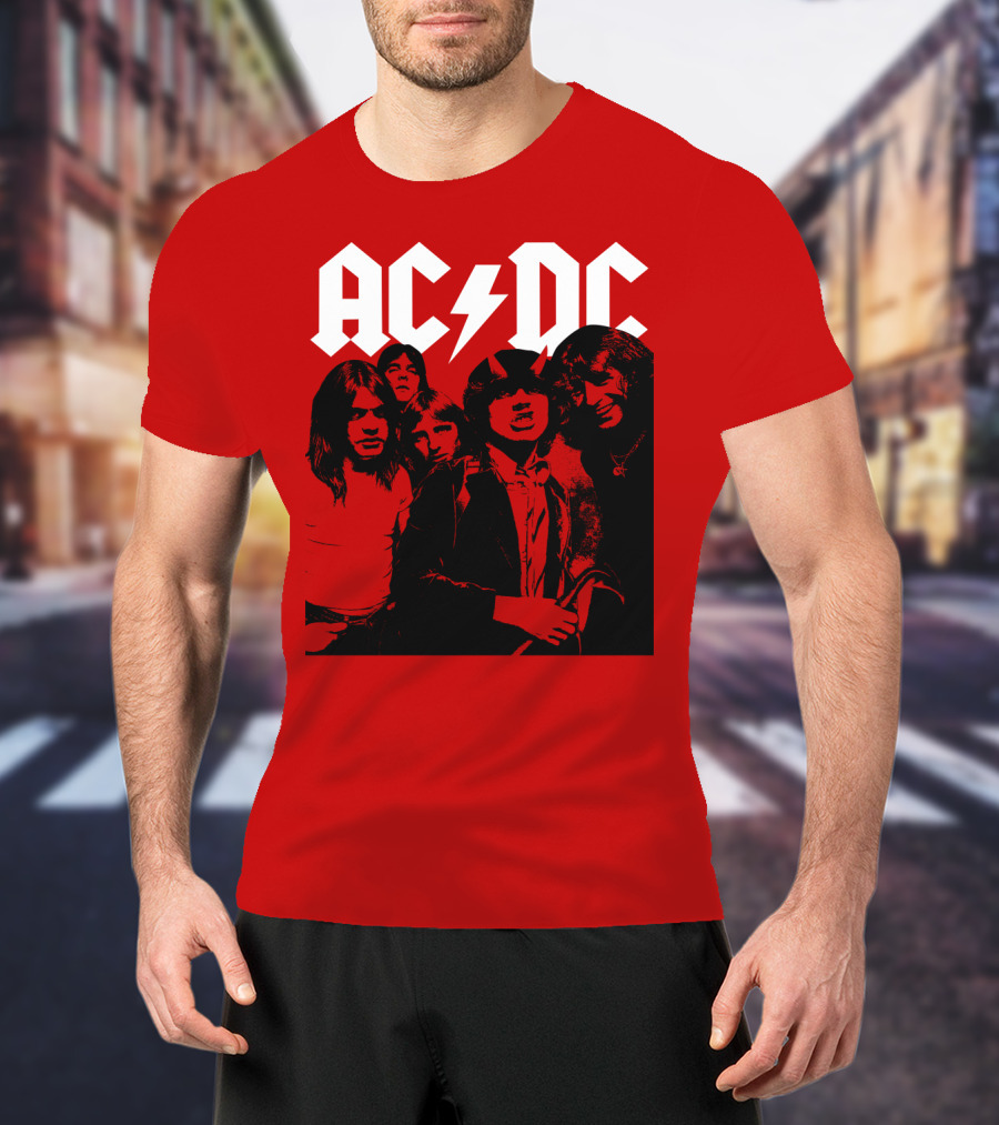 Acdc Band Classic Members Black And White Photo Vintage Style T-Shirt