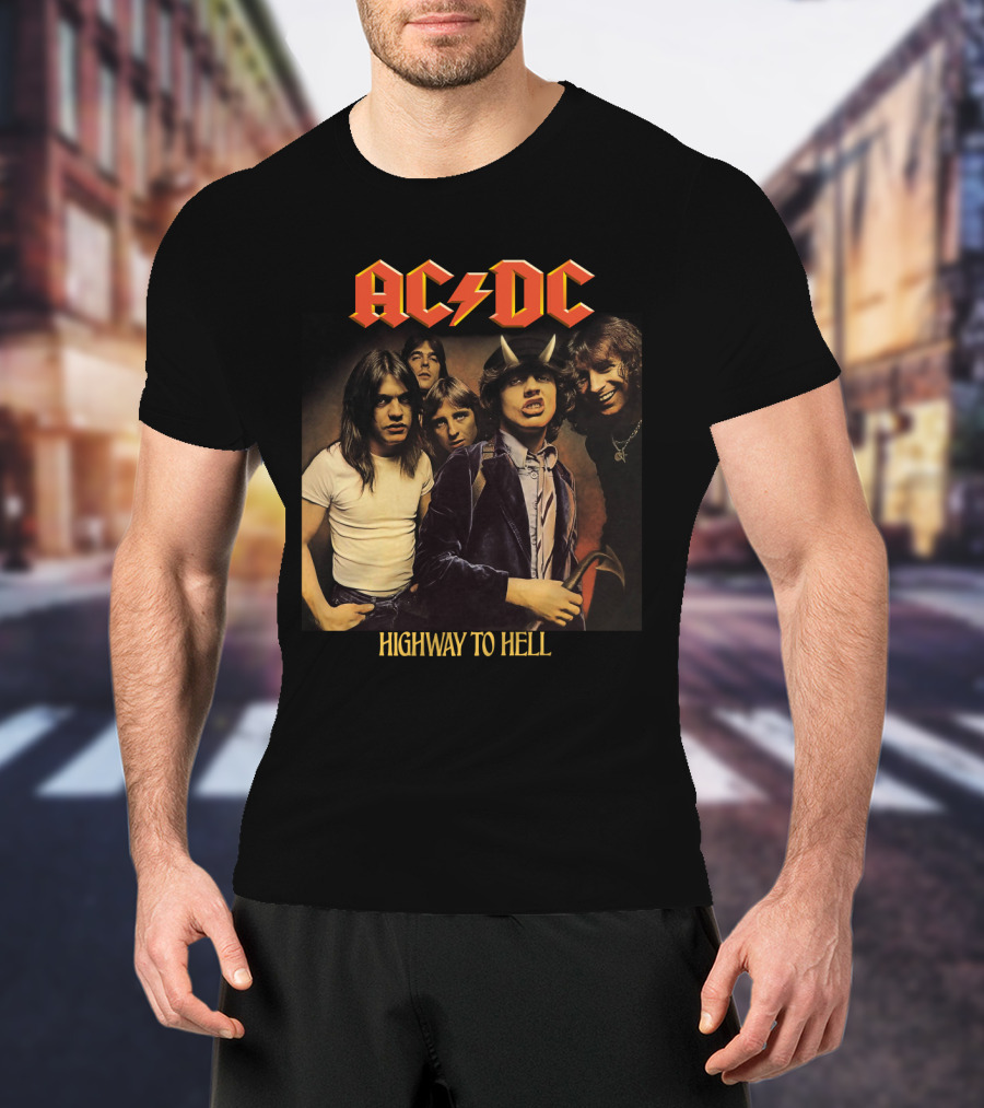 Ac/Dc Highway To Hell Band Members Classic Album Cover T-Shirt