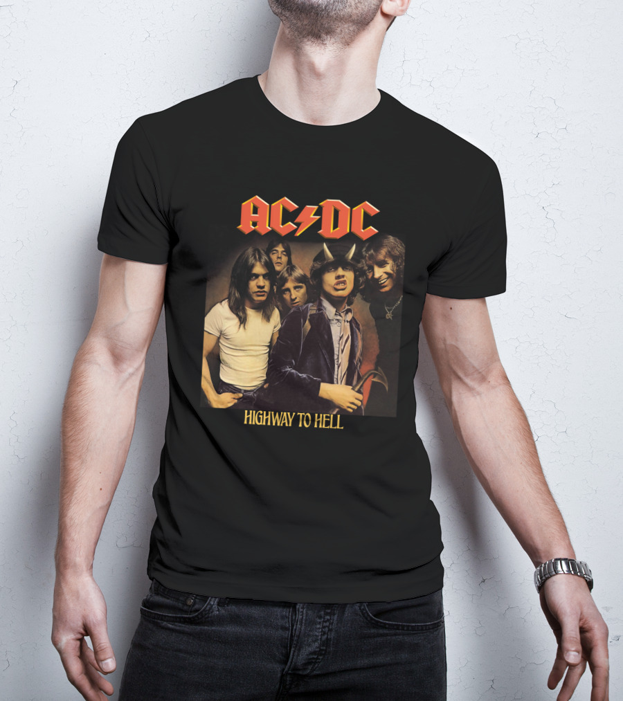 Ac/Dc Highway To Hell Band Members Classic Album Cover T-Shirt