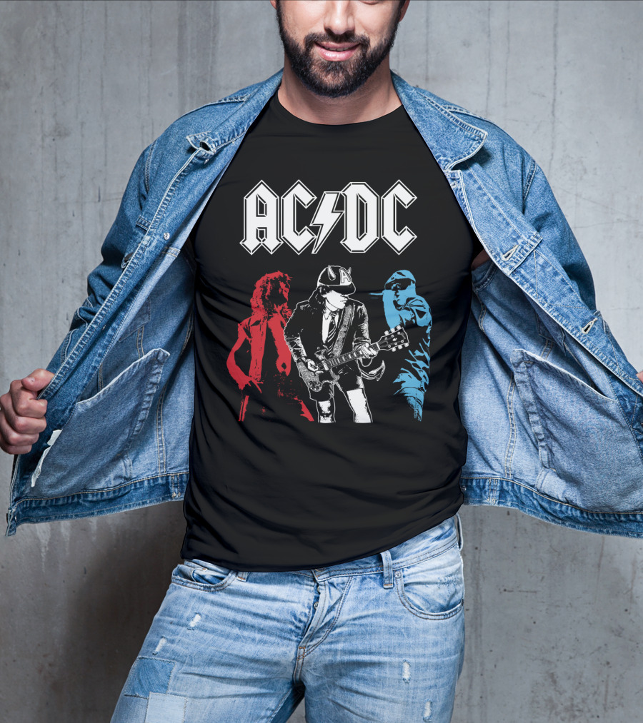 Acdc Angus Young Guitarist Silhouettes Rock Performance T-Shirt