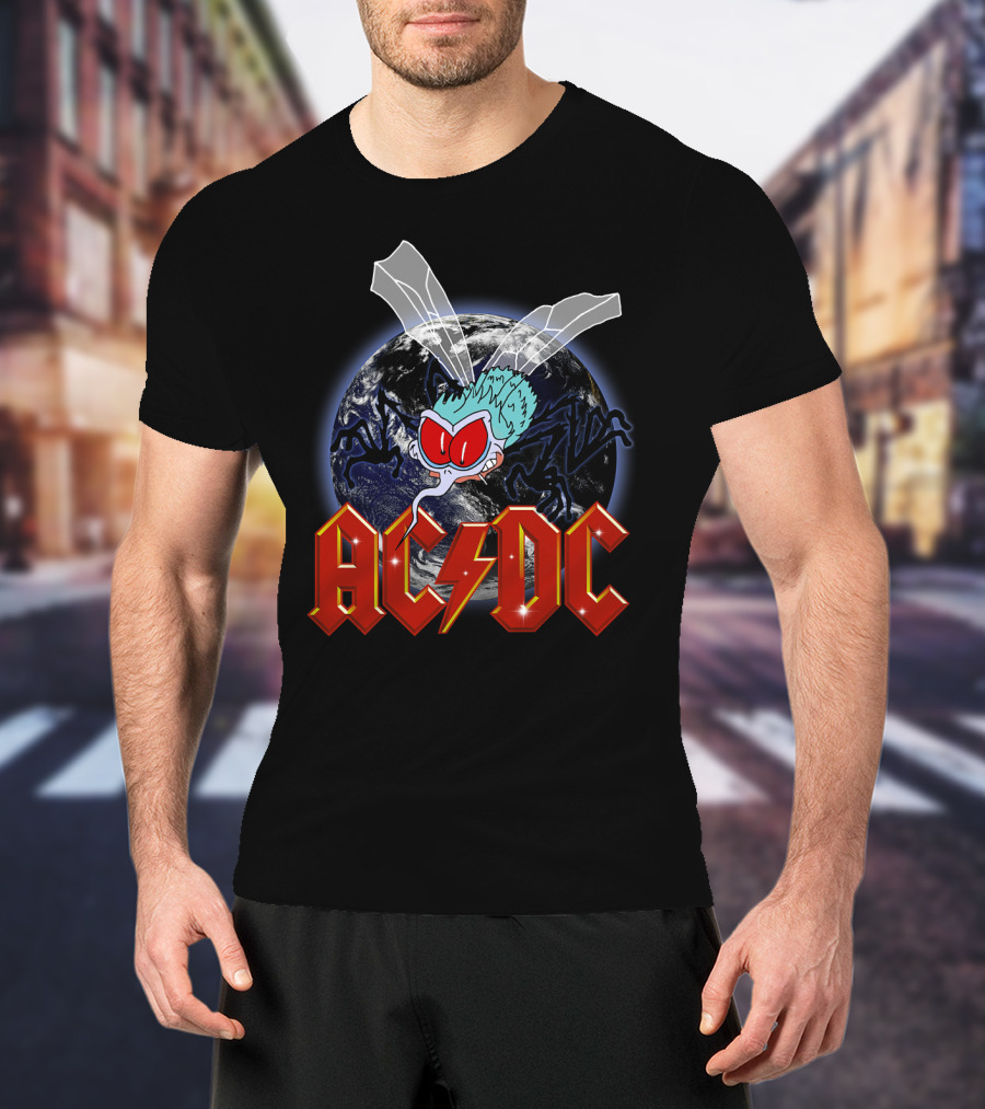 Acdc Space Fly Earth Lightning Bolt T-Shirt