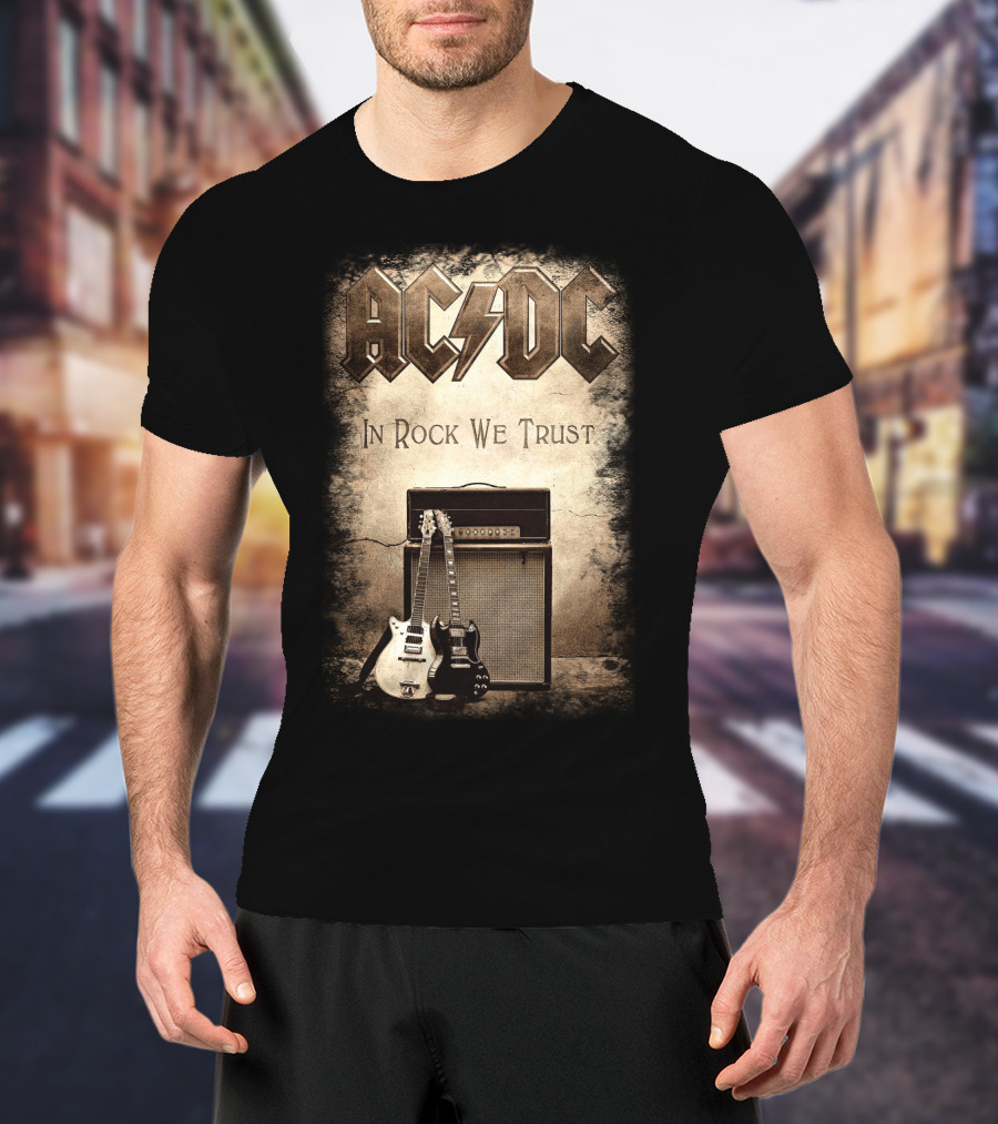 Acdc In Rock We Trust Electric Guitars Amplifier T-Shirt