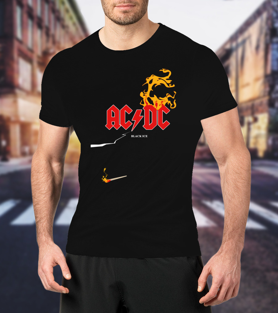 Acdc Black Ice Flame With Matchstick T-Shirt