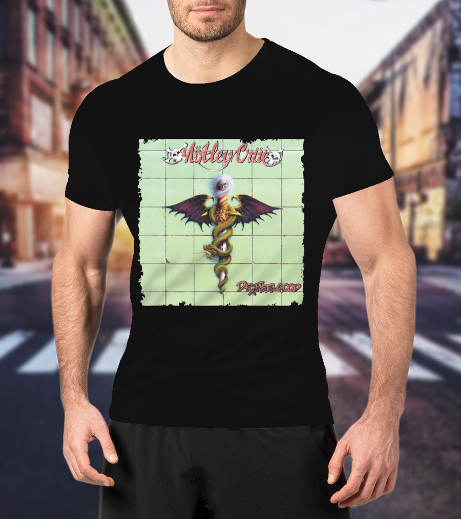 Mötley Crüe Dr. Feelgood Winged Caduceus Snake T-Shirt