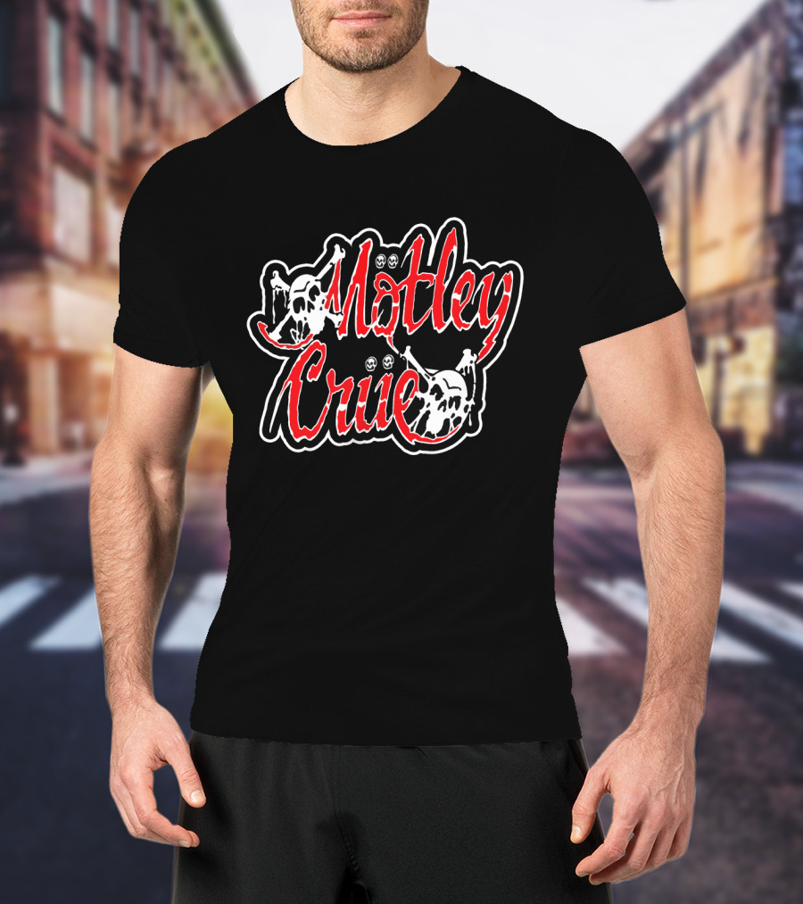 Mötley Crüe Skull Logo With Red And Black T-Shirt