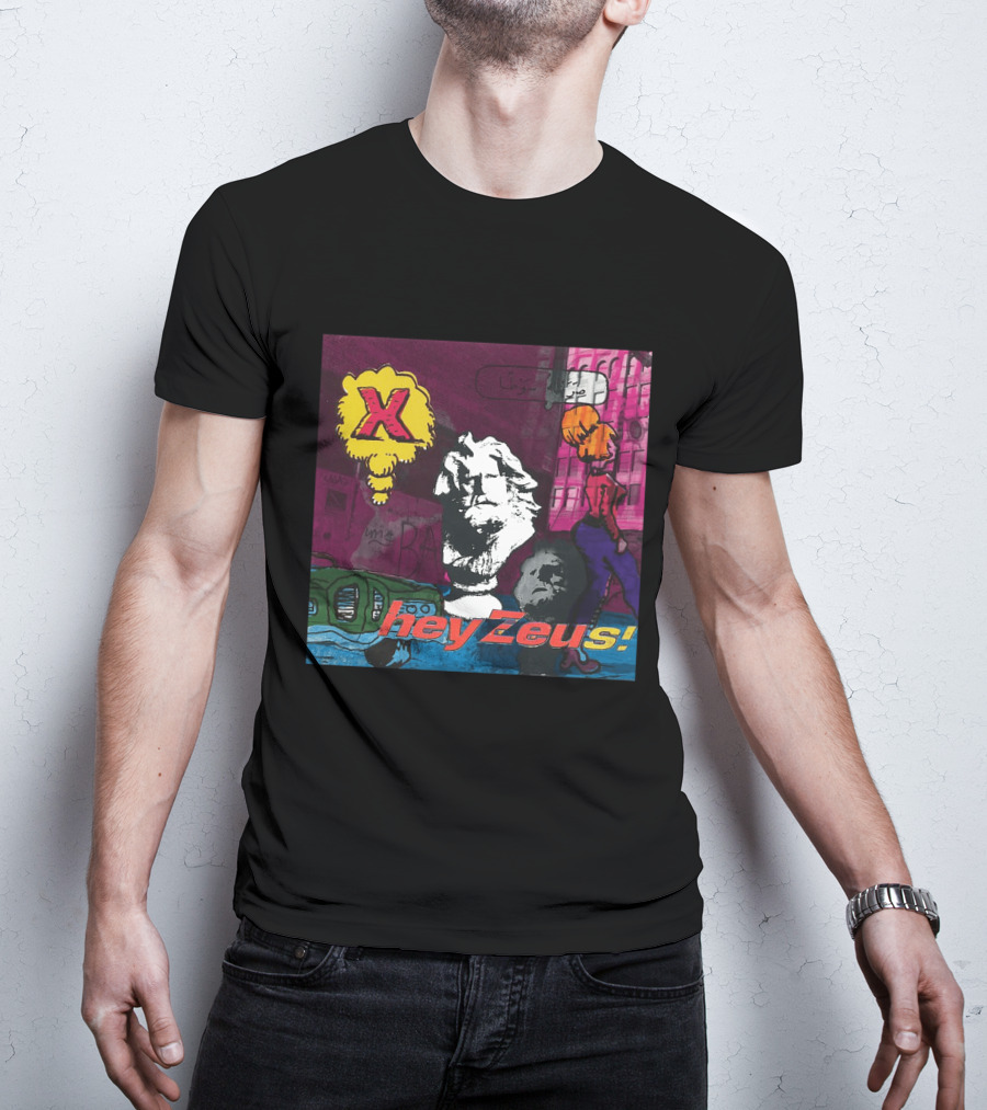 X Hey Zeus Bust And Urban Pop Art Scene T-Shirt