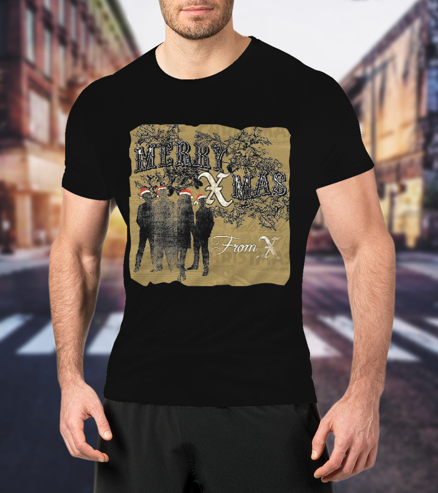 Merry Xmas From X Santa Hat Silhouettes T-Shirt