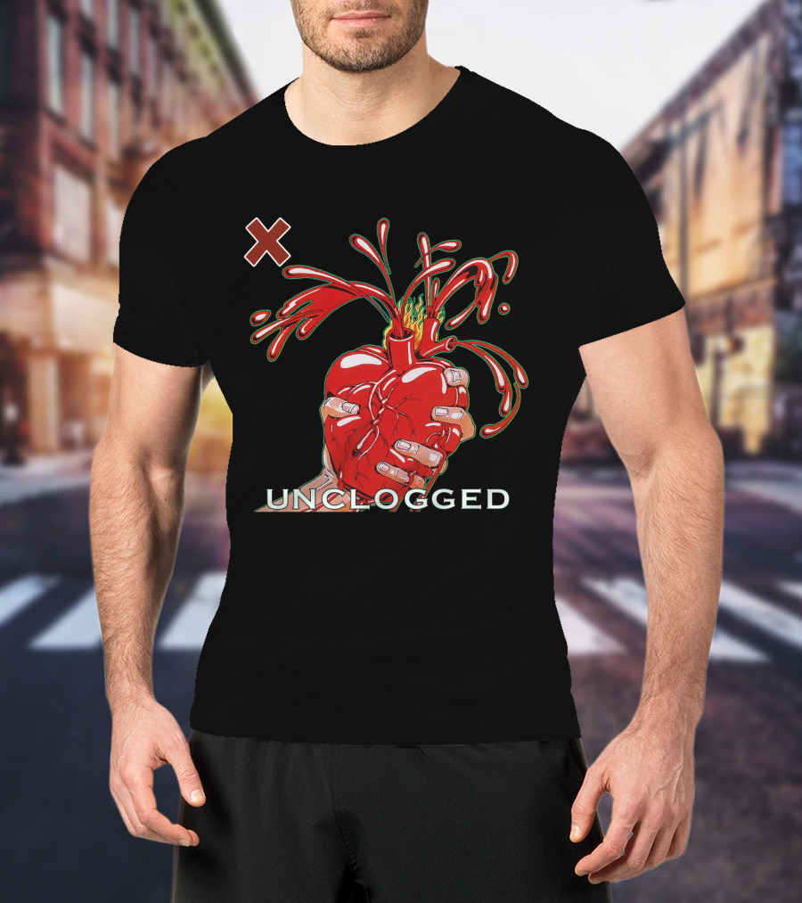 X 07 Unclogged Heart In Hand With Splashing Visuals T-Shirt