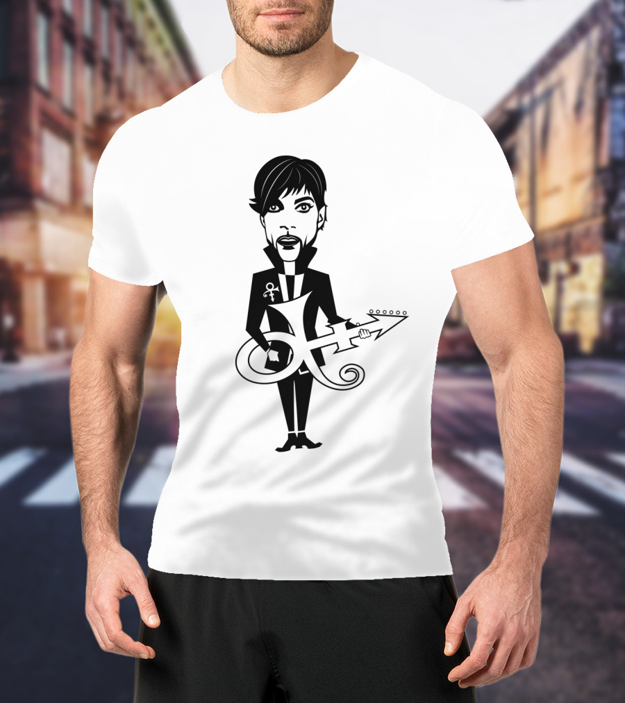 Pr 17 Prince Symbol With Guitar Caricature T-Shirt