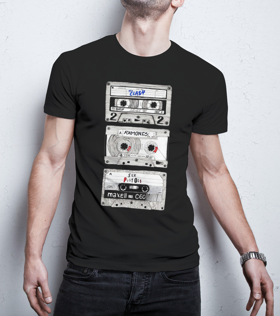 The Clash Ramones Sex Pistols Cassette Tapes Retro Music Icons T-Shirt
