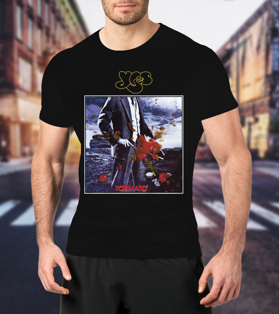Yes Tormato Album Cover Art With Suit And Tornado T-Shirt