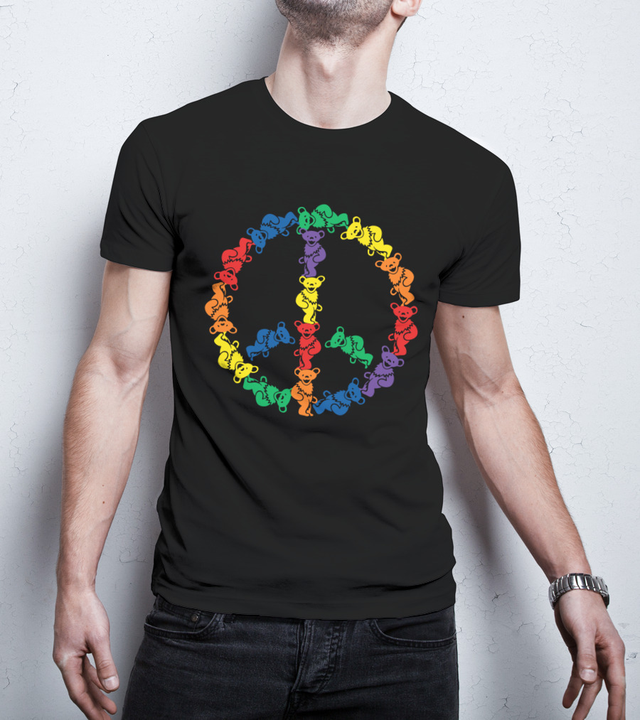Grateful Dead Rainbow Dancing Bears Peace Sign T-Shirt