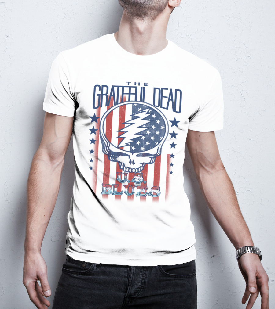The Grateful Dead U.s. Blues Skull Lightning Bolt Stars And Stripes T-Shirt