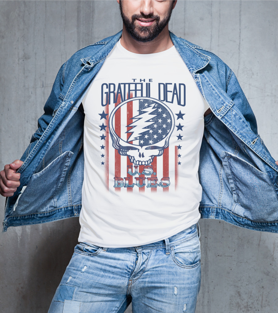 The Grateful Dead U.s. Blues Skull Lightning Bolt Stars And Stripes T-Shirt