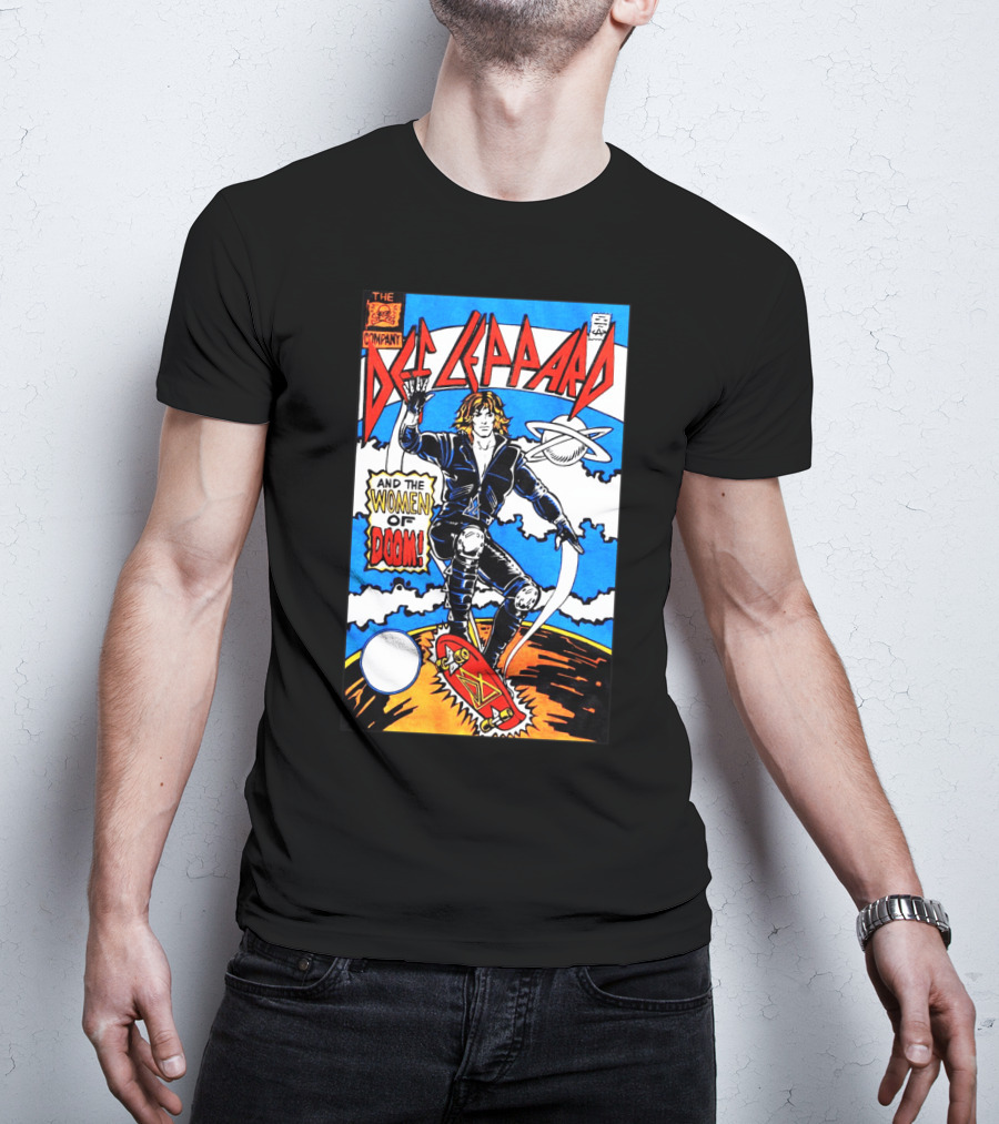 Def Leppard And The Women Of Doom Comic Style Artwork T-Shirt
