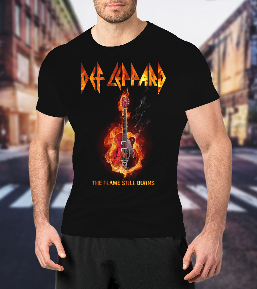 Def Leppard The Flame Still Burns Guitar Fire T-Shirt