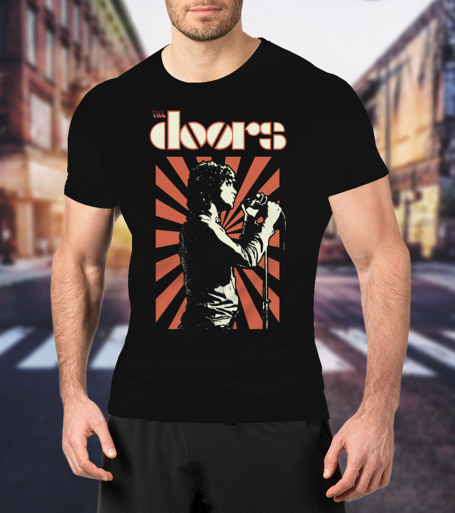 The Doors Vintage Concert Style Design With Singer And Microphone T-Shirt