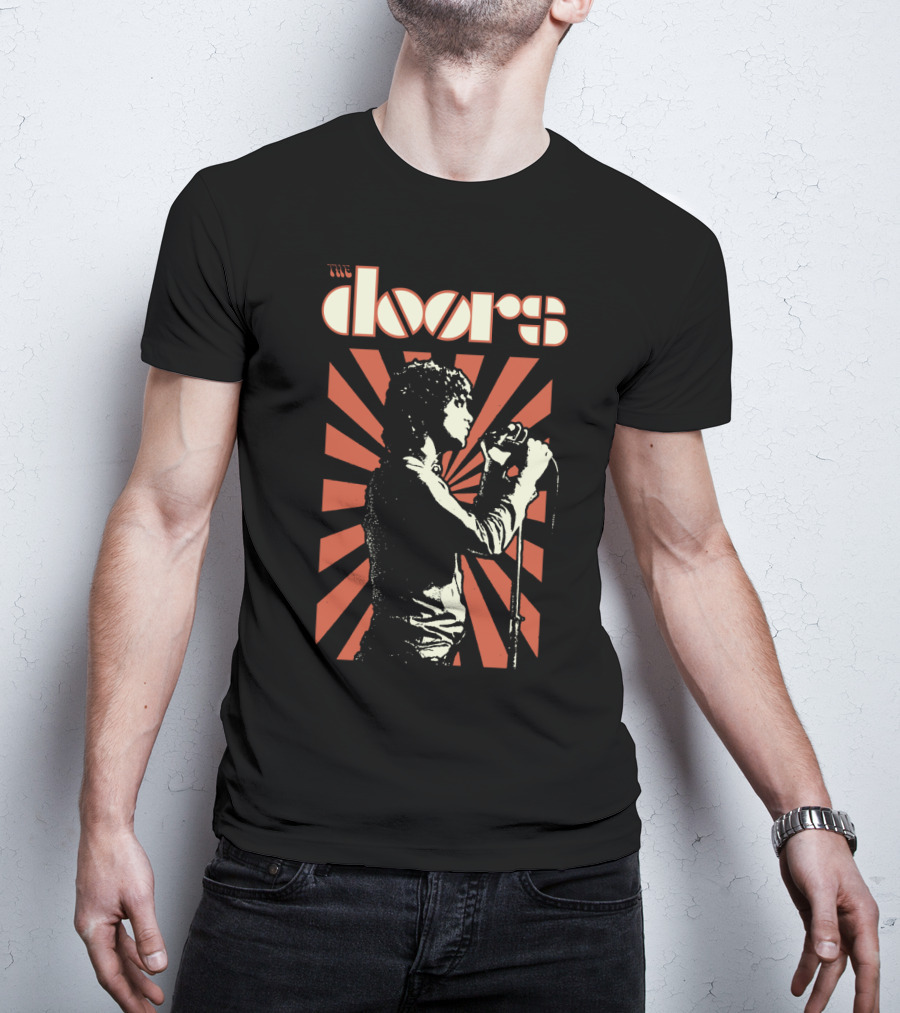 The Doors Vintage Concert Style Design With Singer And Microphone T-Shirt
