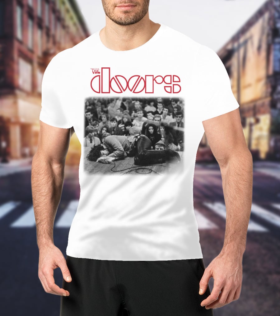 The Doors Vintage Concert Photography Black And White Crowd Scene T-Shirt