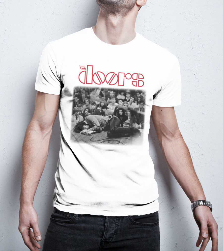 The Doors Vintage Concert Photography Black And White Crowd Scene T-Shirt