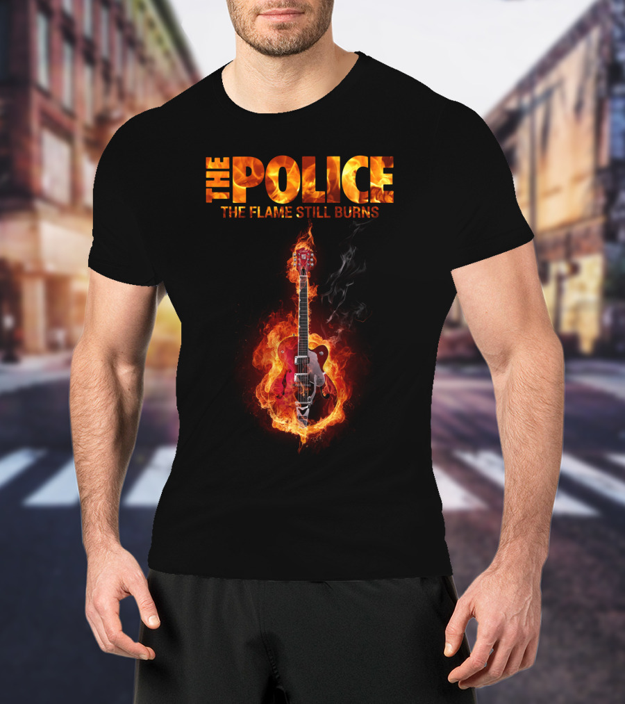 The Police The Flame Still Burns Guitar Fire T-Shirt